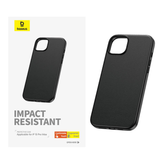 Etui BASEUS Fauxther Series do iPhone 15 Pro Max (czarne) - 3