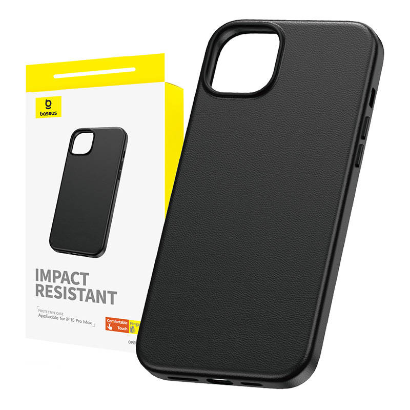 Etui BASEUS Fauxther Series do iPhone 15 Pro Max (czarne)