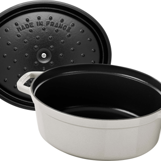  Staub oval cast iron pot - 3.2 ltr, white truffle - 5