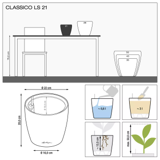 Donica Lechuza Classico Color LS 21 biały | BESTSELLER | SZYBKA WYSYŁKA - 4