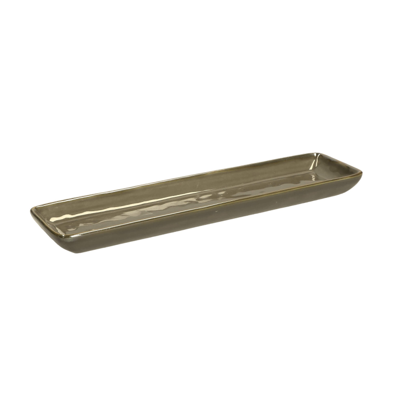  Rose&Tulipani | Set of 4 Concerto Grigio Tortora rectangular plates - Gray-brown, 32 x 8 cm