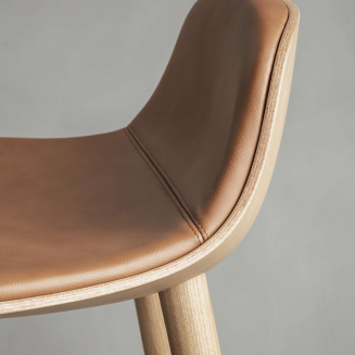  Eva Solo Yuuga nature oak & cognac leather stool 75 cm - 5