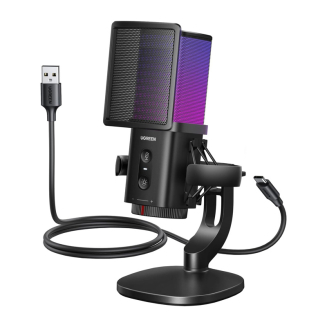 Mikrofon do komputera Ugreen CM581, 24-bit/96kHz, USB-C, RGB (czarny) - 2