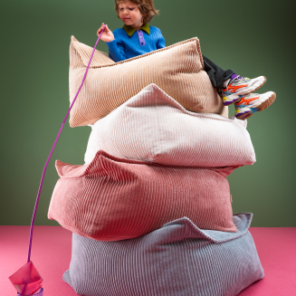  Wigiwama Square Ottoman Pink Mousse Children's Pouf - 2