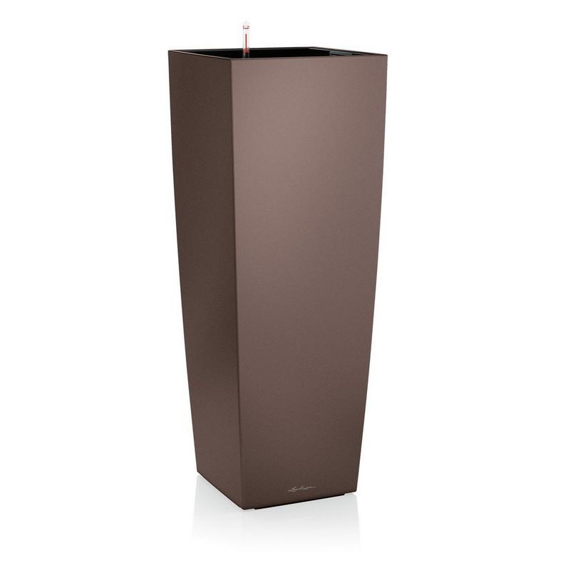  Lechuza Cubico Alto Premium 40 espresso metallic flowerpot