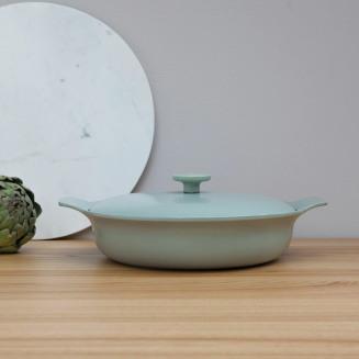 BergHOFF | Patelnia żeliwna głęboka z pokrywą zielona 28  cm 3.3 l - 2