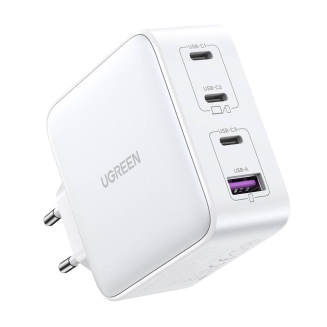 Ładowarka sieciowa UGREEN 15337 Nexode, 3xUSB-C, USB-A 3.0, PD3.0, QC4.0, GaN, 100W (biała) - 2