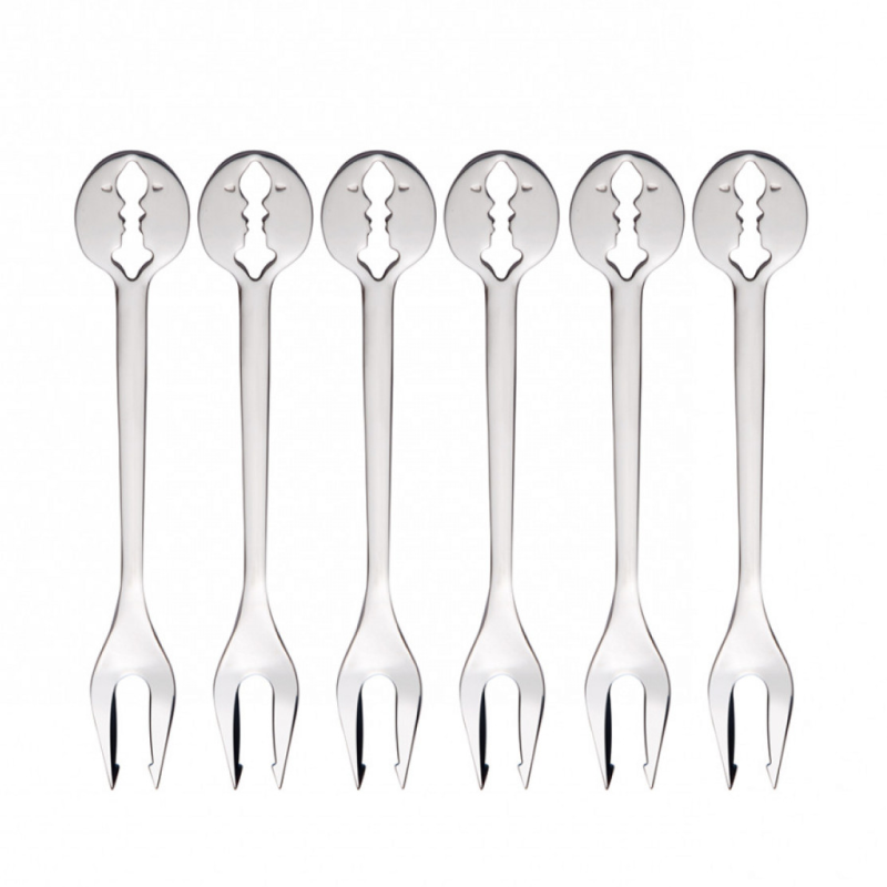  Casa Bugatti Kiss Chrome dessert fork set 6 pcs