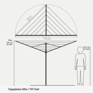 Obrotowa suszarka ogrodowa Brabantia Topspinner 60 m Metallic Grey - 3