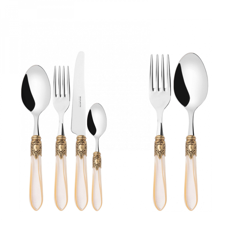 Zestaw sztućców obiadowych Casa Bugatti Oxford Ivory/Gold 50 szt.