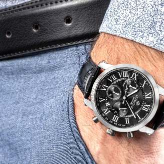 Zegarek Męski Giewont Chronograph Sapphire Srebrno Czarny GW6260-A2 - 4