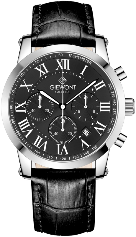 Zegarek Męski Giewont Chronograph Sapphire Srebrno Czarny GW6260-A2