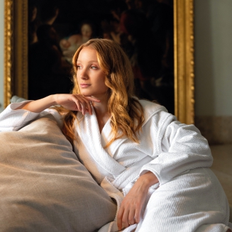 Szlafrok z kapturem Graccioza Bee Waffle Fog - 3