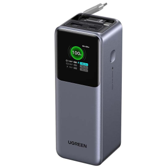 Powerbank 20000mAh Ugreen PB726, USB + USB-C, 165W, ze zwijanym kablem (szary) - 2