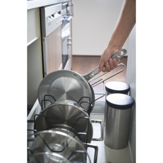 Stojak regulowany na pokrywki i patelnie Yamazaki czarny - 3