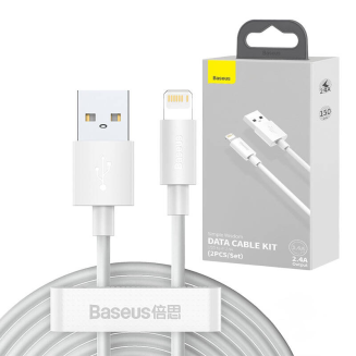 Kabel USB do Lightning Baseus Simple Wisdom, 2.4A, 1.5m (biały) 2szt. - 11