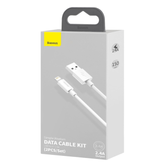 Kabel USB do Lightning Baseus Simple Wisdom, 2.4A, 1.5m (biały) 2szt. - 8