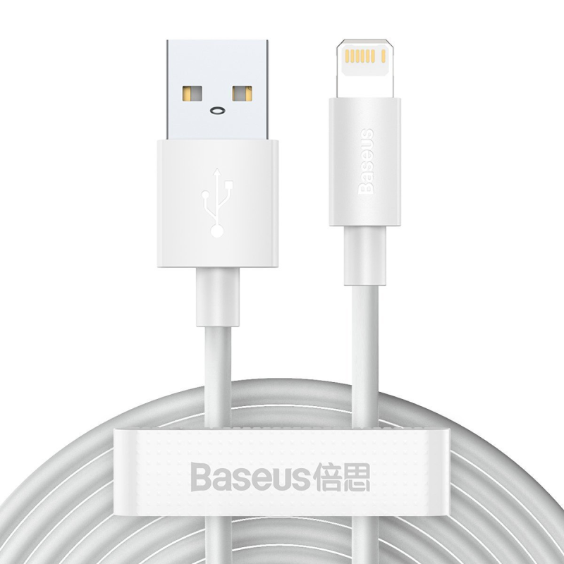 BASEUS Simple Wisdom USB-A-Lightning Cable 1.5m 2pcs (white)