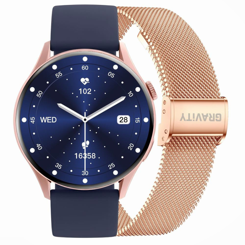 Smartwatch Gravity Różowe Złoto Pasek + Bransoleta GT11-6