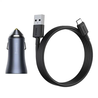 Ładowarka samochodowa BASEUS Golden Contactor Pro 40W 2x USB + kabel USB-USB-C 1m (szara) - 8