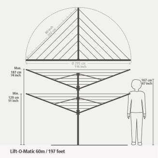 Suszarka ogrodowa Brabantia Lift-O-Matic 60 m Metallic Grey - 2