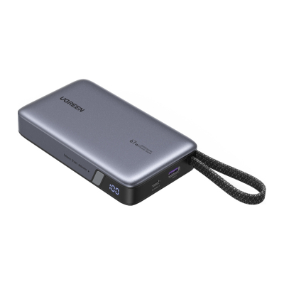 Powerbank 20000mAh Ugreen PB550, 67W, USB + USB-C, wbudowany kabel (szary)
