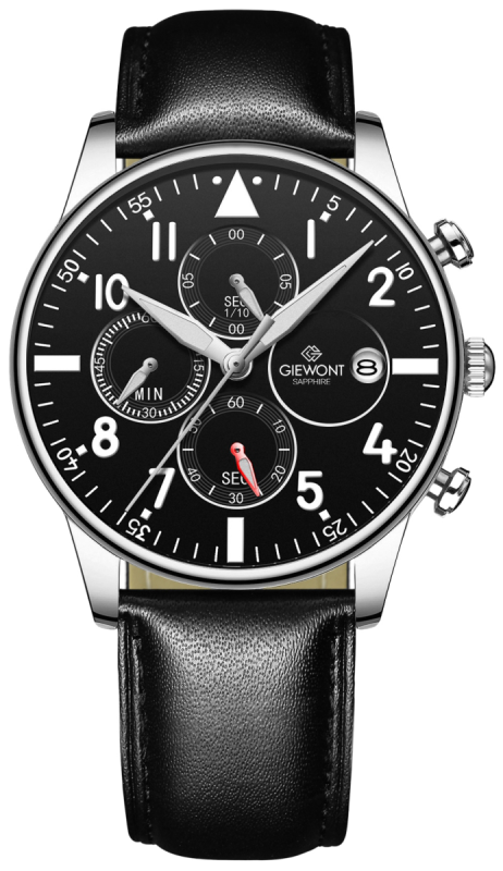 Zegarek Męski Giewont Chronograph Sapphire Czarno Srebrny GW5630-A2