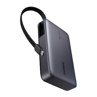 Powerbank 20000mAh Ugreen PB550 USB + USB-C, 67W, wbudowany kabel, certyfikat CCC (szary) - 3