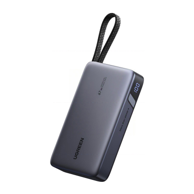 Powerbank 20000mAh Ugreen PB550 USB + USB-C, 67W, wbudowany kabel, certyfikat CCC (szary)