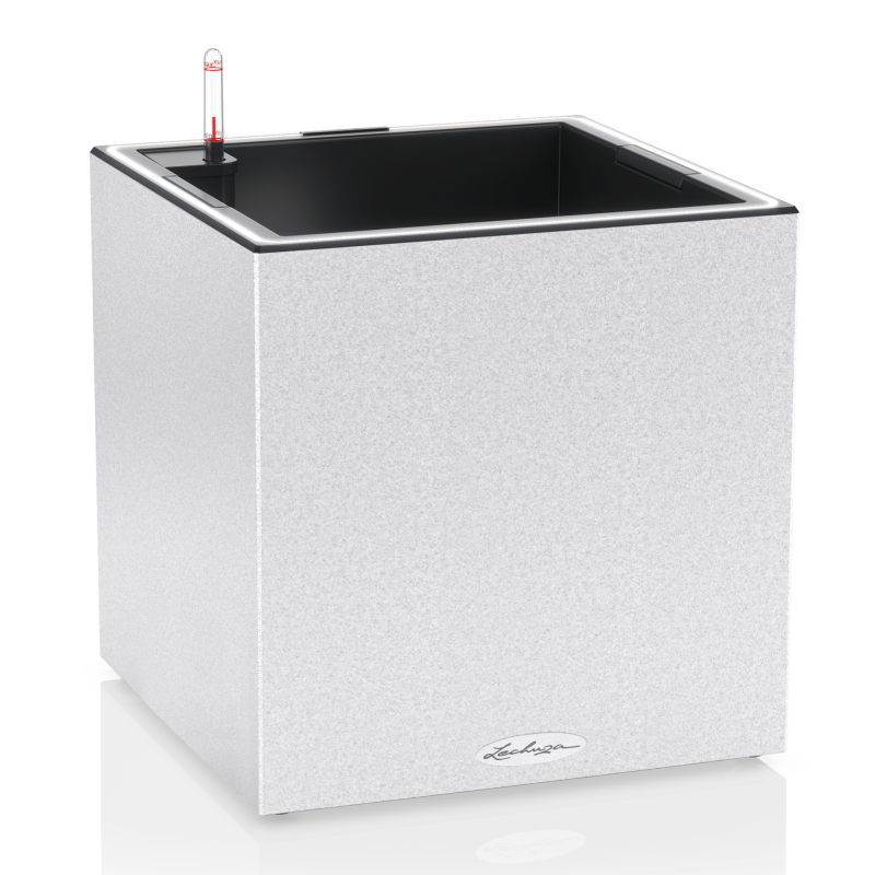 Lechuza Canto Stone flowerpot 40 LED cube white quartz