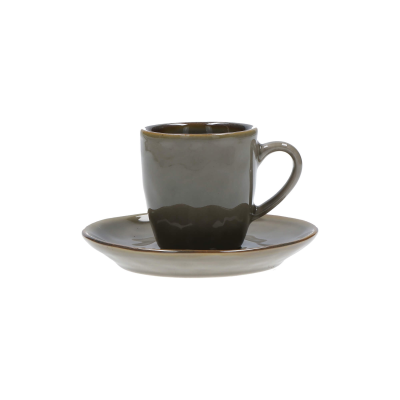 Rose&Tulipani | Zestaw 6 filiżanek do espresso Concerto Grigio Tortora - Szaro-brązowy, 90 ml