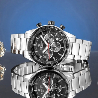 Zegarek Męski Giewont Chronograph Sapphire Srebrno Czarny GW9140-B1 - 6