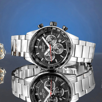 Zegarek Męski Giewont Chronograph Sapphire Srebrno Czarny GW9140-B1 - 6