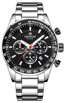 Zegarek Męski Giewont Chronograph Sapphire Srebrno Czarny GW9140-B1