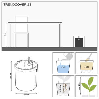  Lechuza Trendcover Leather flowerpot VEGE 23 anthracite - 3