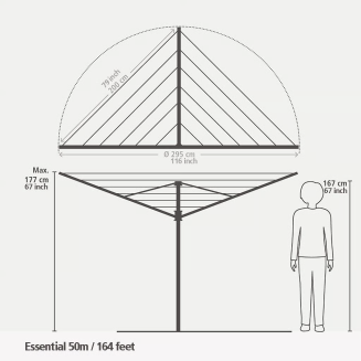 Suszarka ogrodowa Brabantia Essential 50 m Metallic Grey - 5