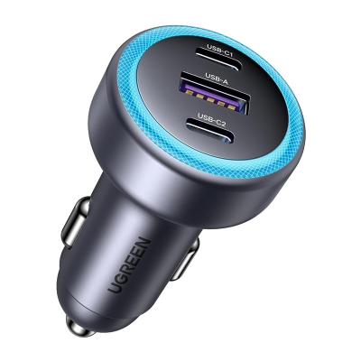 Ładowarka samochodowa UGREEN EC307 30W USB+2x USB-C (czarna)