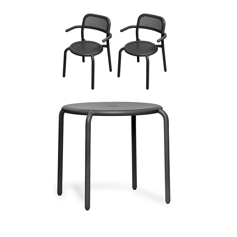 ZESTAW: Stół ogrodowy Fatboy Bistreau Toní + 2 x Fotel ogrodowy Fatboy Armchair Toní