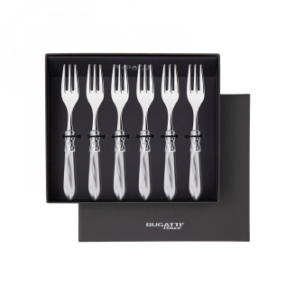 Komplet 6 widelczyków do ciasta w prezentowym opakowaniu Casa Bugatti Aladdin Grey/Steel - 2