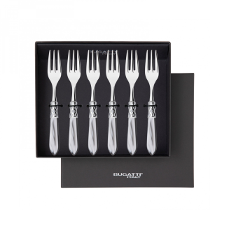 Komplet 6 widelczyków do ciasta w prezentowym opakowaniu Casa Bugatti Aladdin Grey/Steel - 2