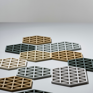 Zestaw 3 podkładek pod naczynia Zone Denmark Triangles Rosemary&Matcha&Taupe - 6