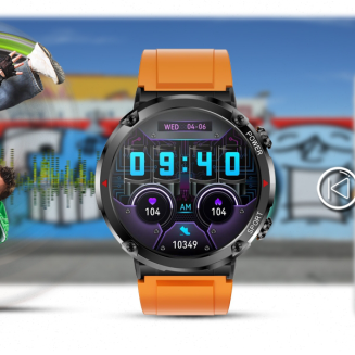 Smartwatch Gravity GT21-2 + Pomarańczowy Pasek Silikonowy - 16