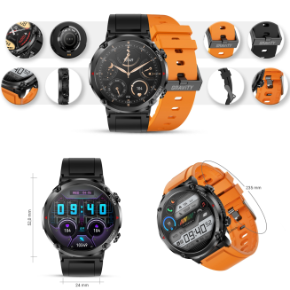 Smartwatch Gravity GT21-2 + Pomarańczowy Pasek Silikonowy - 10