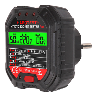 Tester gniazd HABOTEST HT107D z wyświetlaczem - 2
