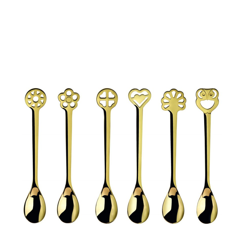 Casa Bugatti Portafortuna Gold espresso spoon set, 6 pcs