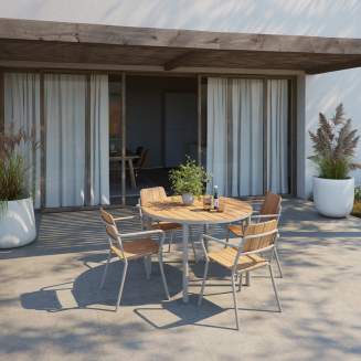 Stół ogrodowy SACKit Kirra Teak Table Taupe ∅110 cm - 4