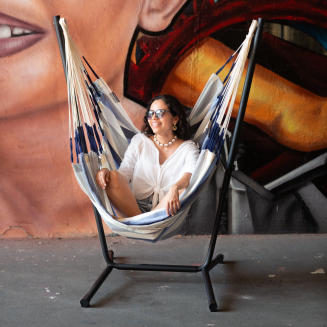 Fotel hamakowy ze stojakiem La Siesta Fiji Outdoor Sea Salt Comfort - 4