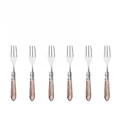 Komplet 6 widelczyków do ciasta w prezentowym opakowaniu Casa Bugatti Aladdin Onyx/Steel