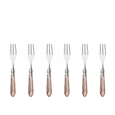 Komplet 6 widelczyków do ciasta w prezentowym opakowaniu Casa Bugatti Aladdin Onyx/Steel