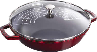 Wok żeliwny z pokrywką Staub - 30 cm, Grenadynowy | BESTSELLER